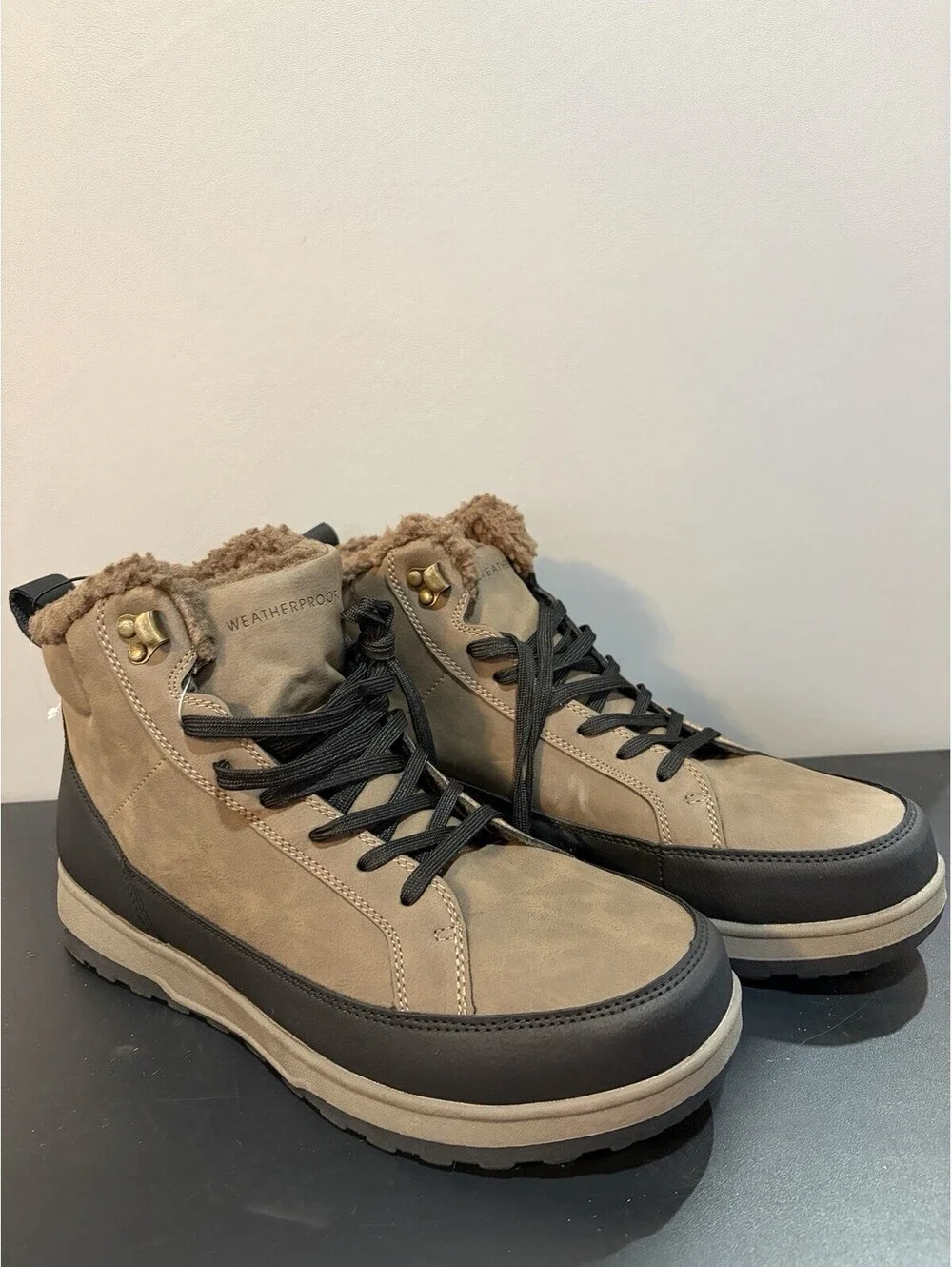 WEATHERPROOF Logjam Men’s Sneaker Boot – Brown – Size 12 - Faux Fur Lined (NEW)